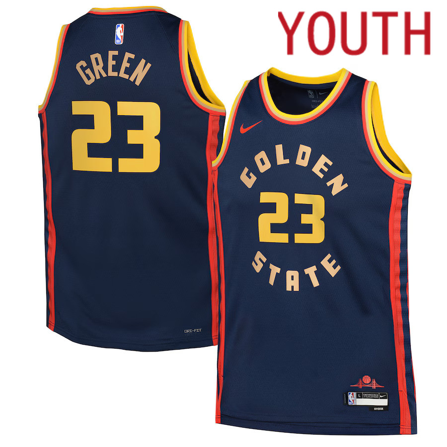 Youth Golden State Warriors 23 Draymond Green Nike Navy City Edition 2024-25 Swingman Player NBA Jersey